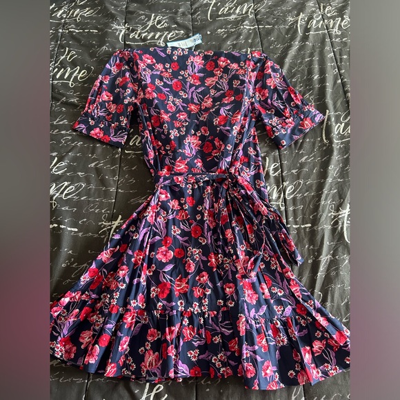 NWT Draper James Reba Wrap Dress In Fall Poppy Blooms - Picture 6 of 7